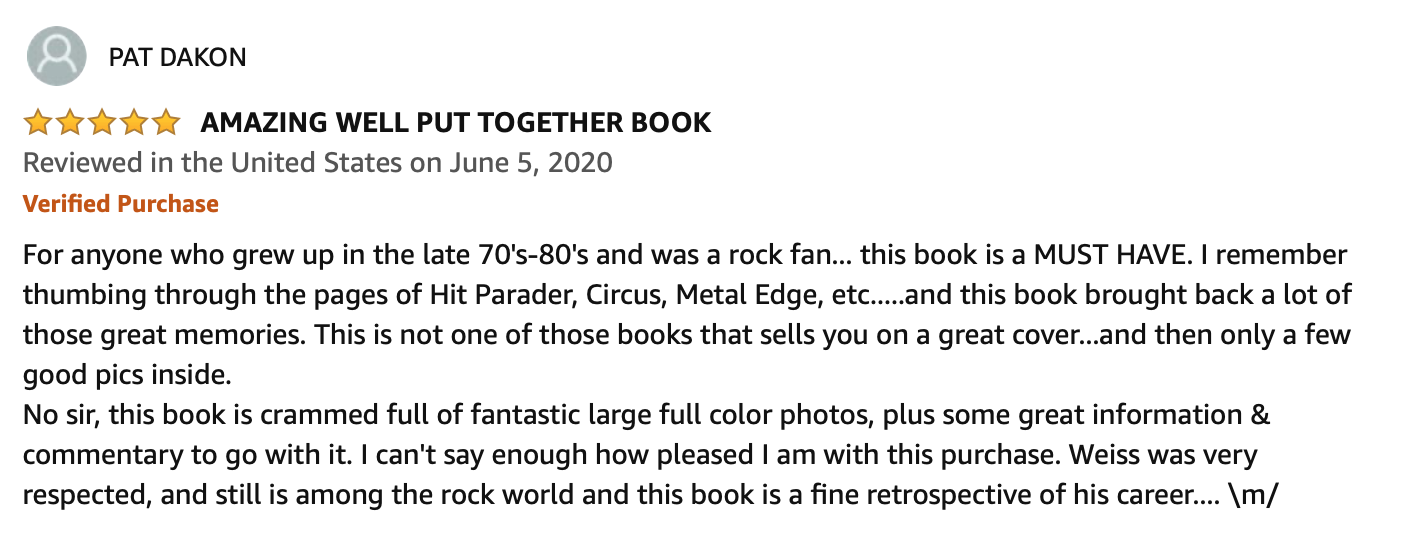 A book about the rock band, " 7 0 's and 8 0 's."