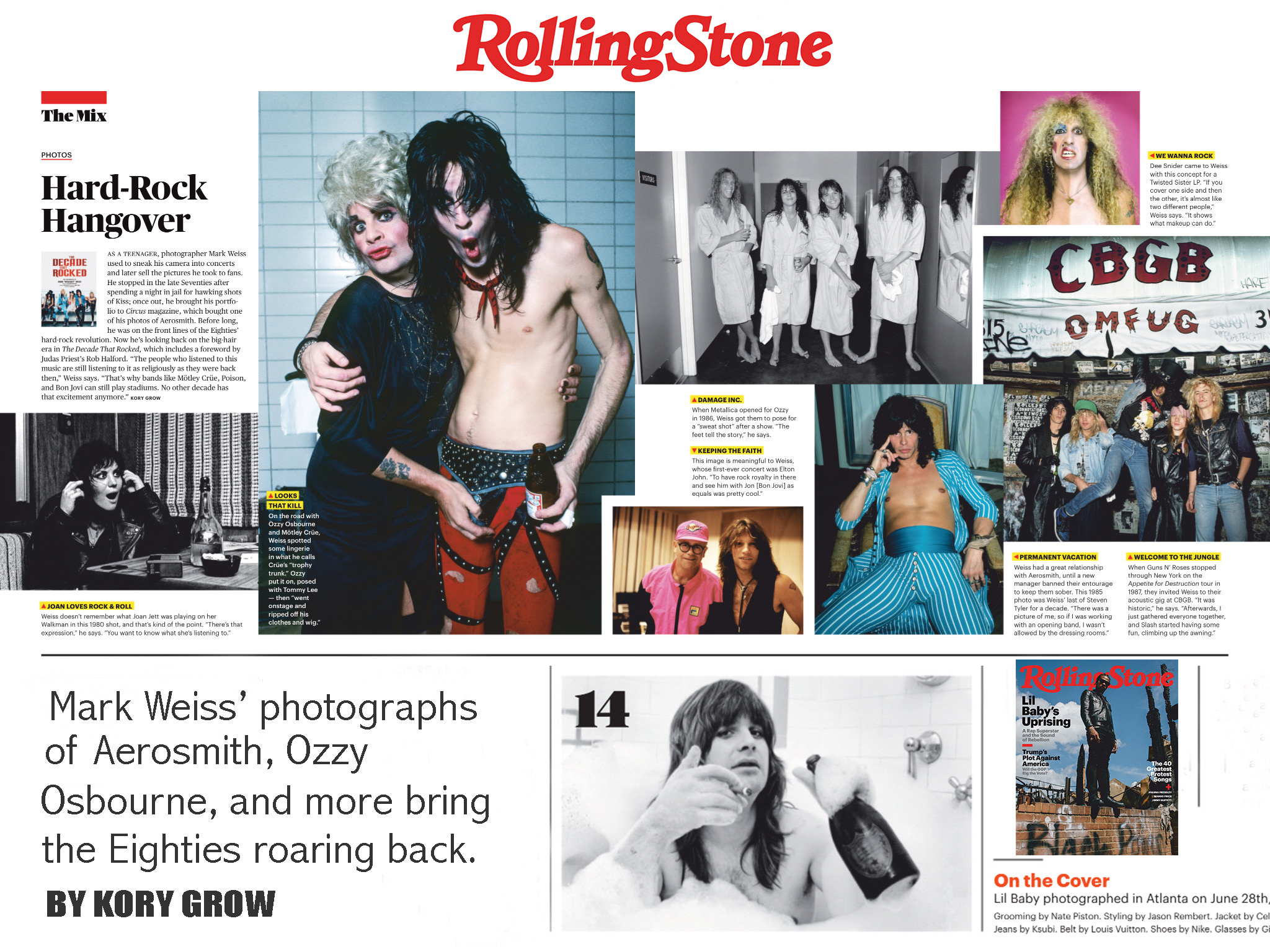 A collage of photographs and articles from rolling stone.